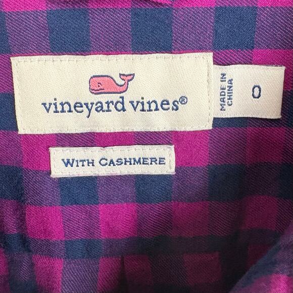 Vineyard Vines Cashmere Blend Gingham Button Down Shirt Pink Purple Pocket 0 - Picture 3 of 8